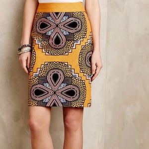 Maeve Geometric Yellow and Black Pencil Skirt